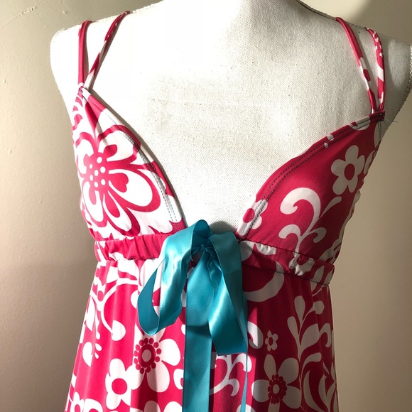 Pink Polka Dot floral Coverup dress with ruffle - Picture 2 of 8